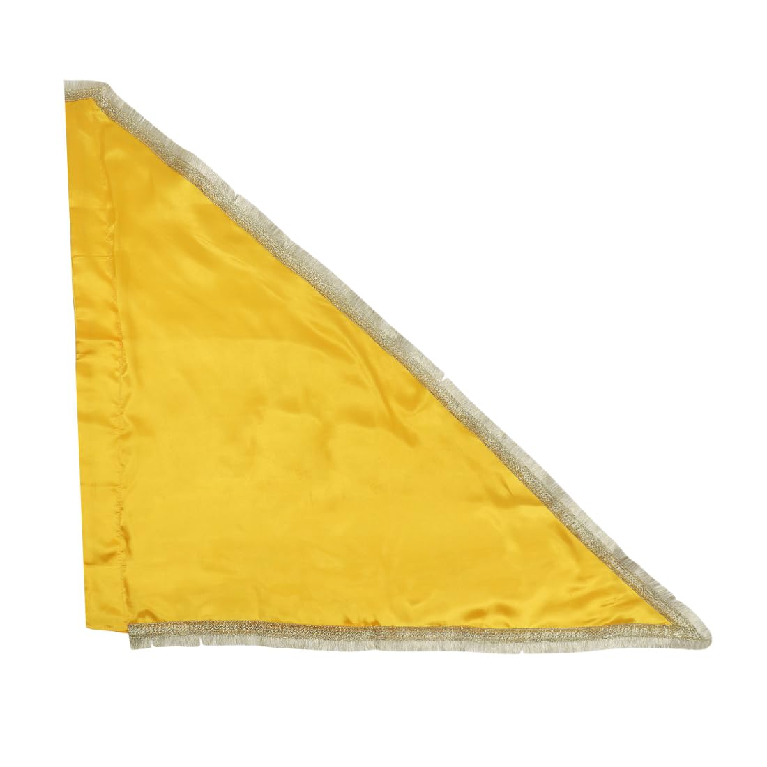 DOKCHAN Plain Yellow Satan Silk Flag With Gota Kiran Golden Border Triangle Outdoor Flag (50cm)-image-13