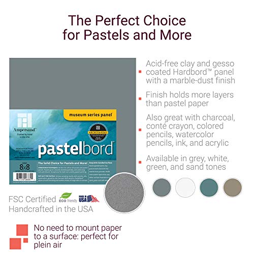 Ampersand Art Supply Pastel Painting Panel: Museum Series Pastelbord, White-1/8 Inch Depth, 16X20 #TOP1