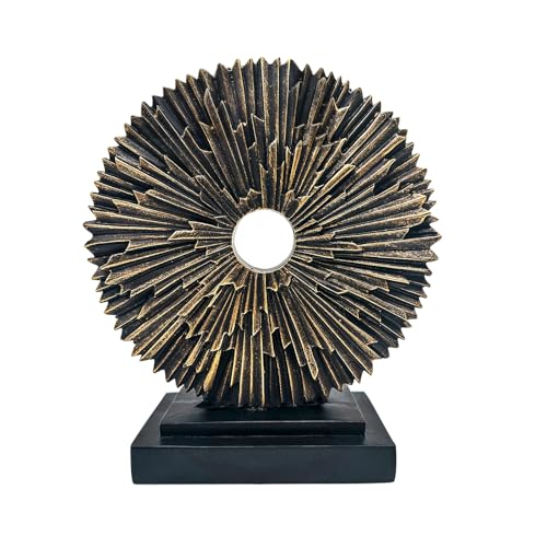 aboxoo Abstract Staute,Modern Decorative Home Decor,Office Desk Sculpture for Men,Creative Round Line Ornament for Bookshelf,Bedroom,Desktop,Dining Table(Copper Black)