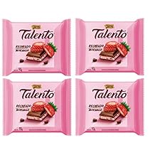 GAROTO Talento Chocolate 90 gr. each - PACK of 4. Chocolate Recheio Morango, 4 Pack