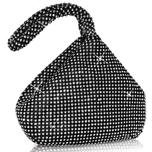 Image of Women's Evening Bag- Upgraded Larger Size Full Rhinestones Bling Wrist Clutch Purse for Party Wedding Date Night
