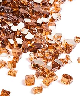 Future Way 20LB Reflective Tempered Fire Glass 1/2 Inch, Sparkly Copper Amber, Propane