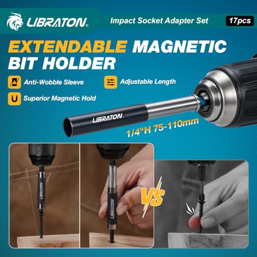 LIBRATON 17PCS Impact Socket Adapter Set, 1/4 3/8 1/2 Square Drive by LIBRATON - Used condition - Image 7