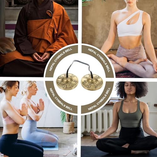 Norhogo 1pcs Tibetan Tingsha Cymbals Bells, Handcrafted Tibetan Meditation with Buddhist Symbols, Yoga Meditation Chimes, 2.6in/6.5cm - Image 6
