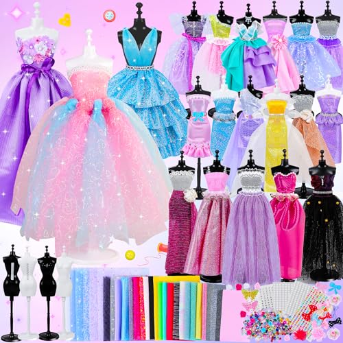 800+Pcs Fashion Designer Kit for Girls Sewing Kit with 4 Mannequins