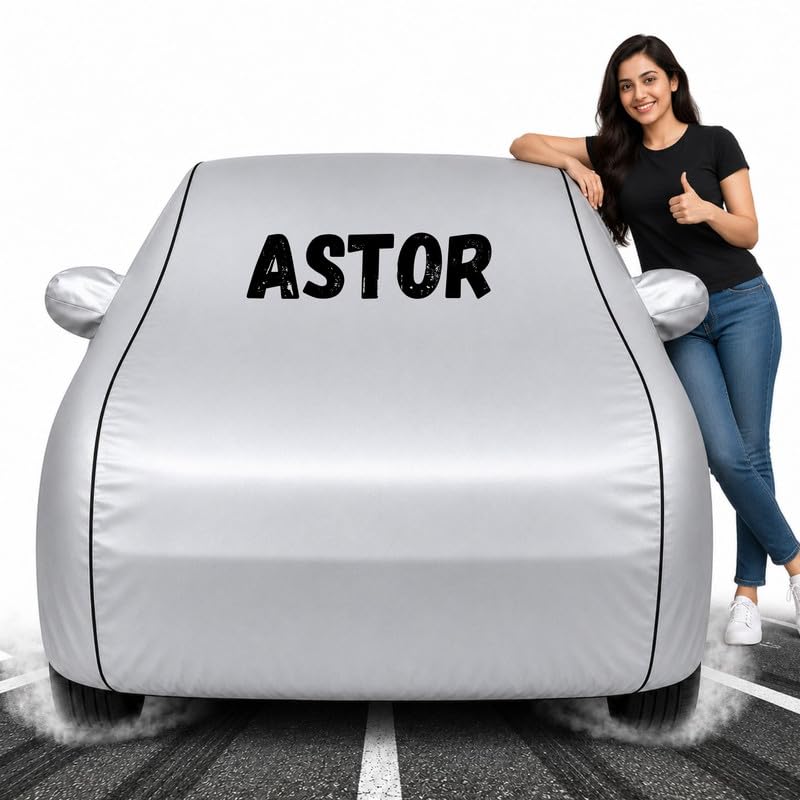 Image of Custom Fit Silver 100% Waterproof Astor Car Cover | Polyester Car Body Covers for Rain & Sun | UV Protection, Dustproof, Scratch Resistant, Windproof, Heat Resistant