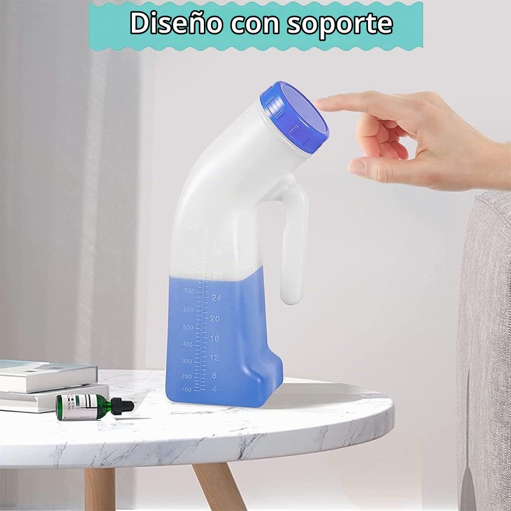 Orinales para Adultos, 2 Piezas Urinario Portatil Hombre, 1000ML Botella para Orinar Hombre, Botella Orina Hombre, Urinario Portatil Mujer, Botellas para Orinar Hombre, para Viajes, Coche