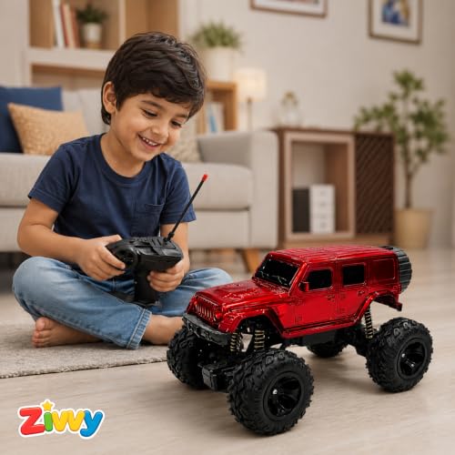 Image of Big Red Remote Control Car Toy | Thar Roxx | Smoke and LED Light | Monster Truck Remote Control 4x4 | Rechargeable Car | 2.4G Remote Control | High Speed | 100m Range | Birthday Gift for Kids