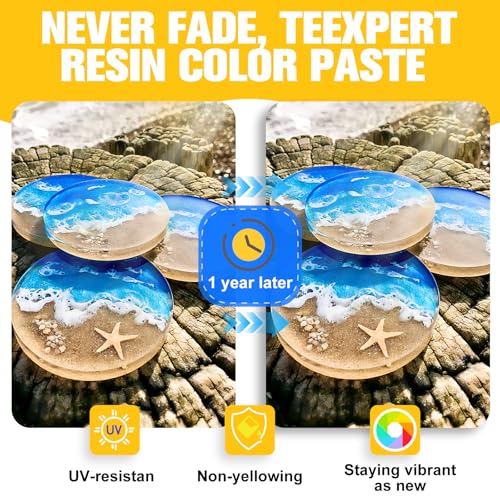 Image of Teexpert Pigment Paste for Epoxy Resin: 1.69OZ*6 Highly Concentrated&Easy to Mix 6 Colors Opaque Liquid Epoxica Dye Set for Resin Coloring, Resina Art Painting and DIY Projects