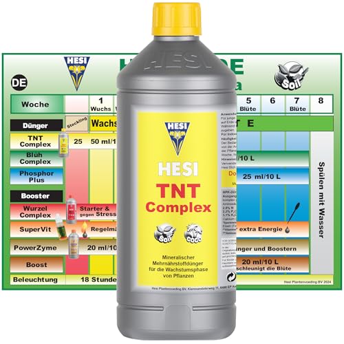 Hesi TNT Complex 1L - Hesi Dünger, NPK-Dünger für explosives Wachstum auf Erde und Kokossubstraten, Schonend für Langzeitanwendung