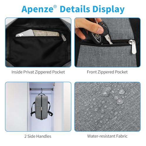 Image of Apenze Small Gym Bag 14 inch lightweight Carry On Mini Duffel Bag for Travel Sport - light Grey