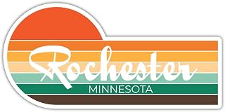 Rochester Minnesota 2 x 1.25 Inch Sticker Retro Vintage Sunset City 70s Aesthetic Design