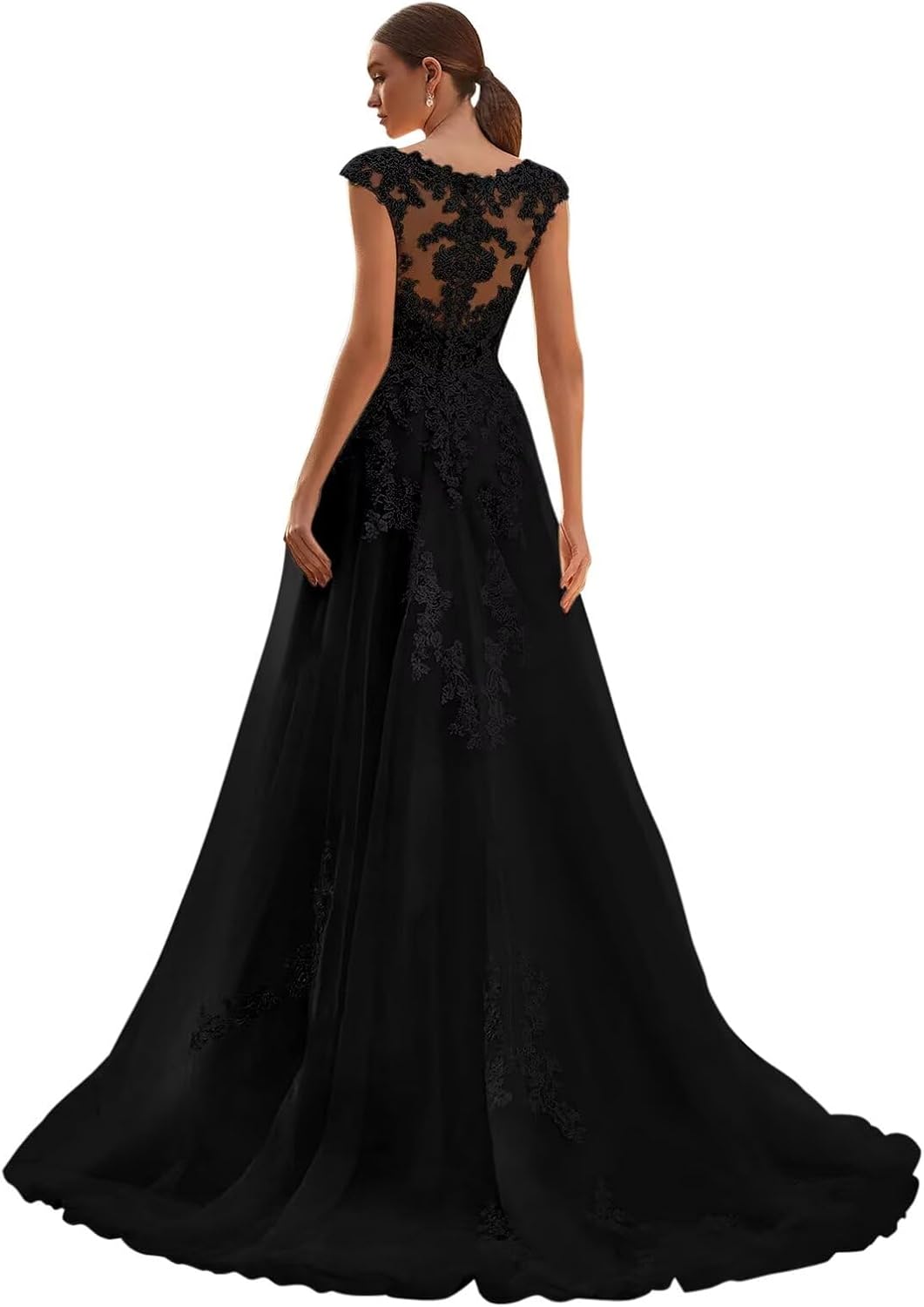 V Neck Wedding Dresses for Bride 2025 Plus Size Tulle A-Line Lace Applique Long Bridal Gowns with Train
