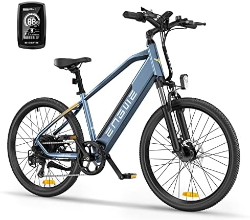ENGWE P26 Electric Commuter Bikes for Adults, 26" 500W City Cruiser Ebike, Long Range 48V 13.6Ah Removable Battery, 24.8MPH Max Speed, Intelligent LCD Display, UL Certified-Blue