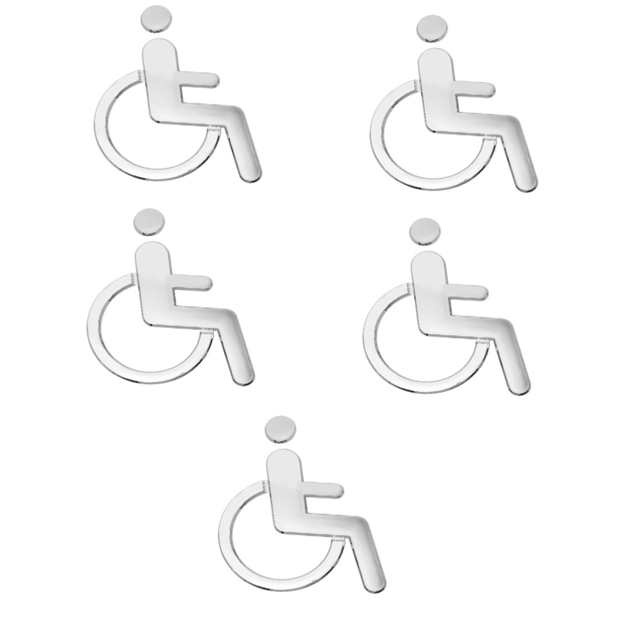 5 Piezas de Señal de Baño Accesible para Discapacitados en Plástico Abs Fácil Instalación Elegante Y Práctico.