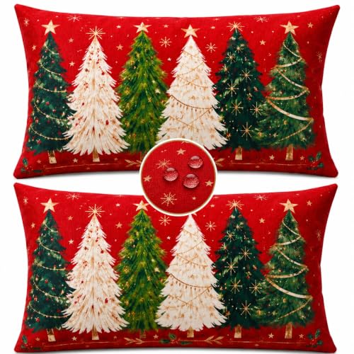 Irenare-2-Pack-Christmas-Waterproof-Lumbar-Throw-12x20-Pillow-Covers-Decor Irenare 2 Pack Christmas Waterproof Lumbar Throw 12x20 Pillow Covers Decor - Image 1