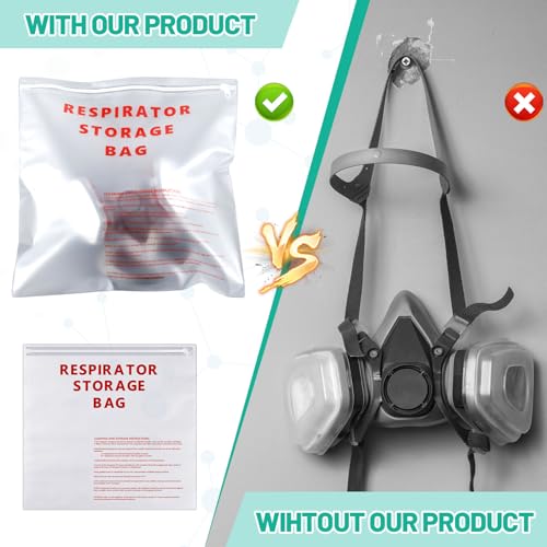 Maasechs 4 Pcs Respirator Storage Bag with Zipper 15.35\" x 16\" Reusable Gas Mask Bag Large 10 Mil Thick Clear for Welding Mask