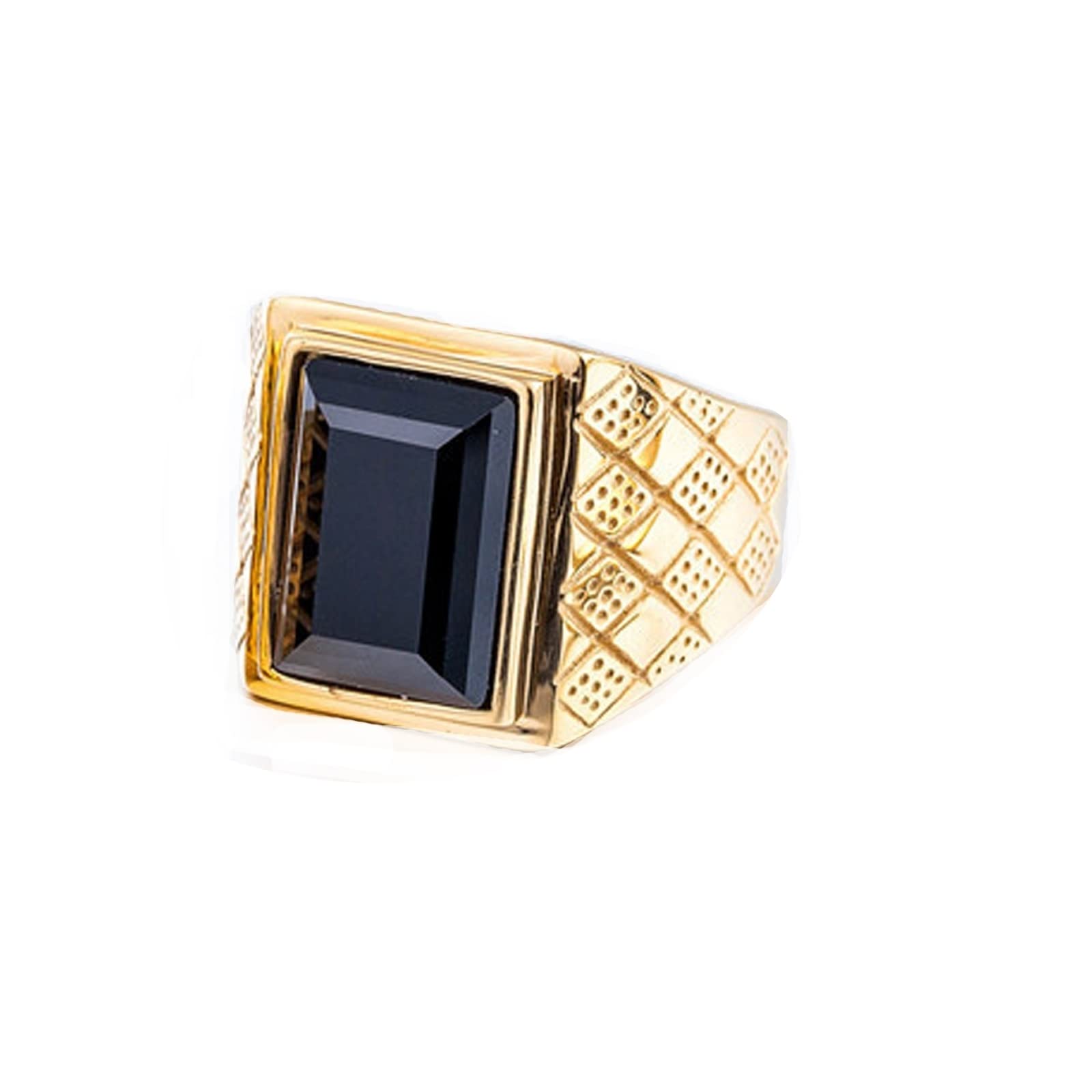Herrenringe aus Edelstahl; Herrenringe mit Gravur, Größe N 1/2 bis X 1/2, Gold-Solitärring mit Zirkonia