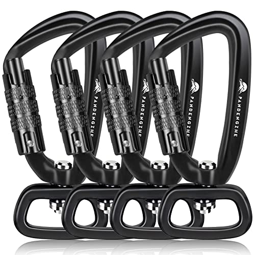 15 Best Heavy Duty Locking Carabiners for 2026 23 PANDENGZHE Locking Carabiner Clip 2.5" with Swivel Ring for Securing Pets, Dog Leash Harness, Camping, Hiking, Keychains