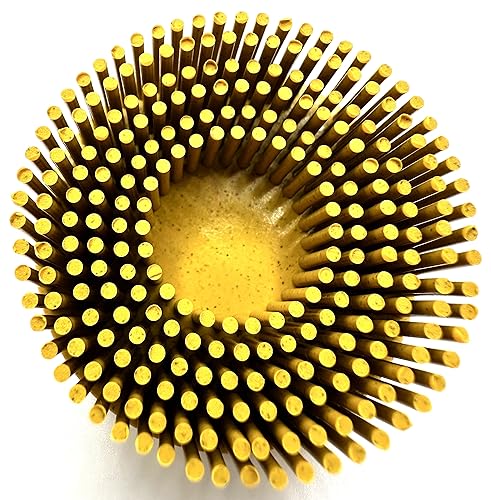 Image of 5 Pack 2 inch 80 Grit Yellow R-Type Bristle Disc | Ceramic-Aluminum Oxide Abrasive Bristle Disc with Quick Change Roll Lock | Pack of 5 | Yellow