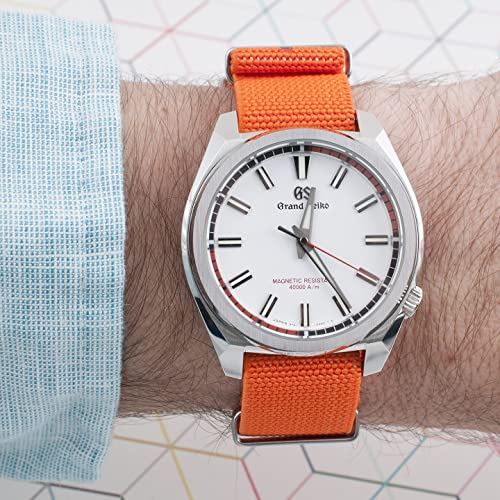 ستراب هابيت سوار ساعة مرن للرجال والنساء 20 ملم 22 ملم من النايلون قطعة واحدة بتصميم مظلي فرنسي عسكري مخطط ممتاز, 20mm, مرن, بدون أحجار كريمة، برتقالي