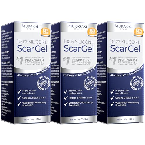 100% Silicone Scar Gel 3-Pack – 3 x 1.06oz Scar Cream for Long-Term Scar Care – C-Section, Surgery, Acne, Keloids, Burns – Fades Old & New Scars Fast