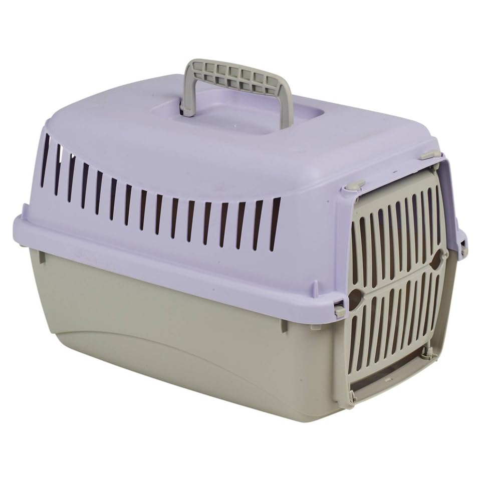 URBNLIVING Transportini Pet Carrier Travel Crate for Cats & Small Dogs | Portable Lightweight Cage with Ventilation | Pastel Design - Small - purple