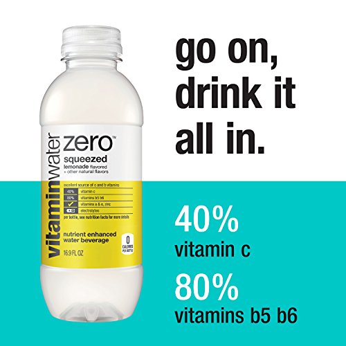 vitaminwater zero squeezed, electrolyte enhanced water w/ vitamins, lemonade drinks, 16.9 fl oz, 6 Pack