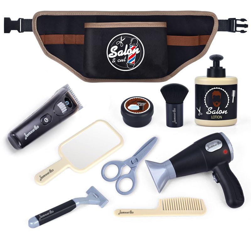 Hojalis Hairdresser Role Play for Kids 10 Pcs Kids Hairdressing Set, Haircut Barber Set Toy, Kids Barber Shop Toy Set