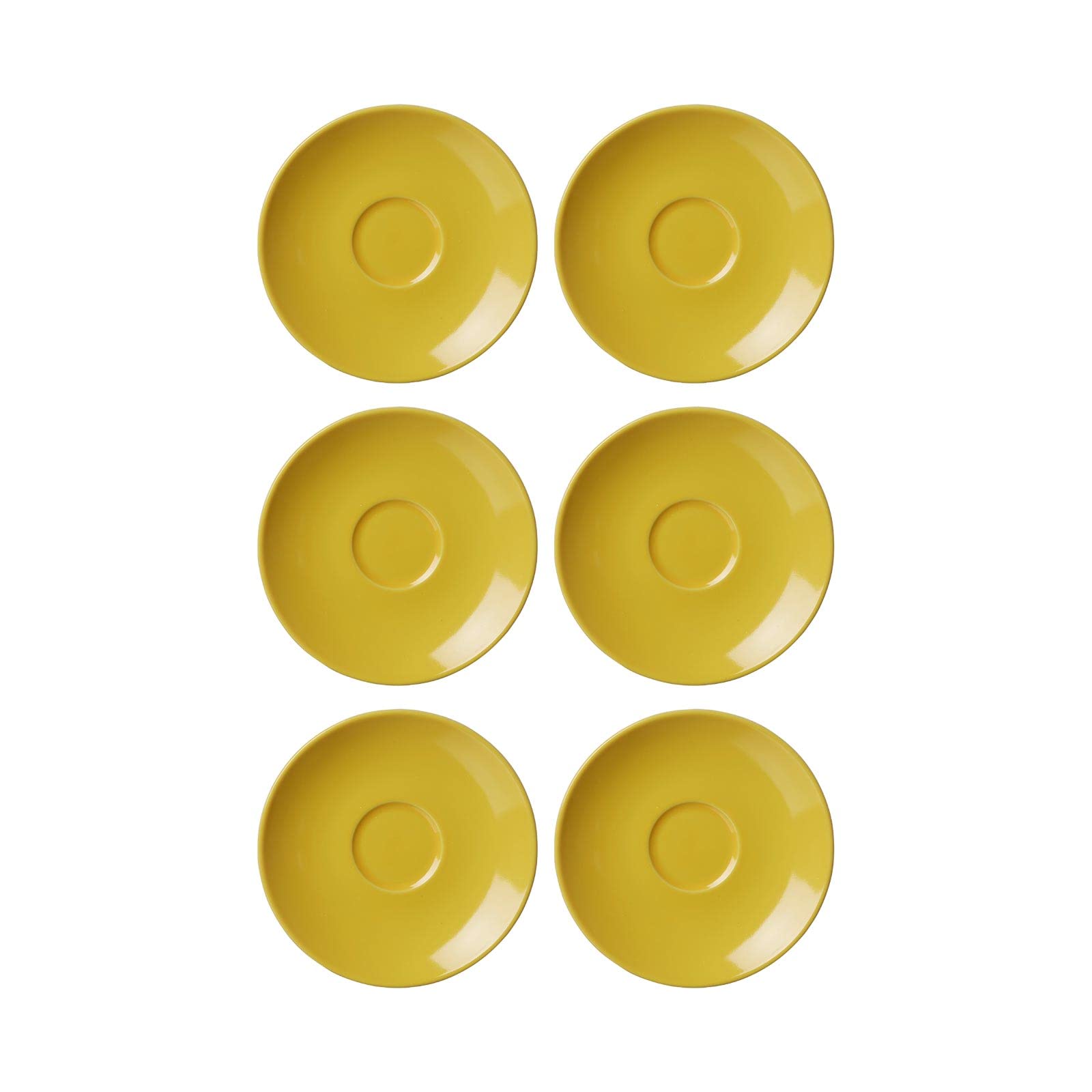 Ritzenhoff & Breker Doppio Espressountertassen, 6er Set, Sonnengelb, ø 12 cm, Espresso Unterteller mit farbigem Rand, Untere aus Porzellan, Spülmaschinengeeignet