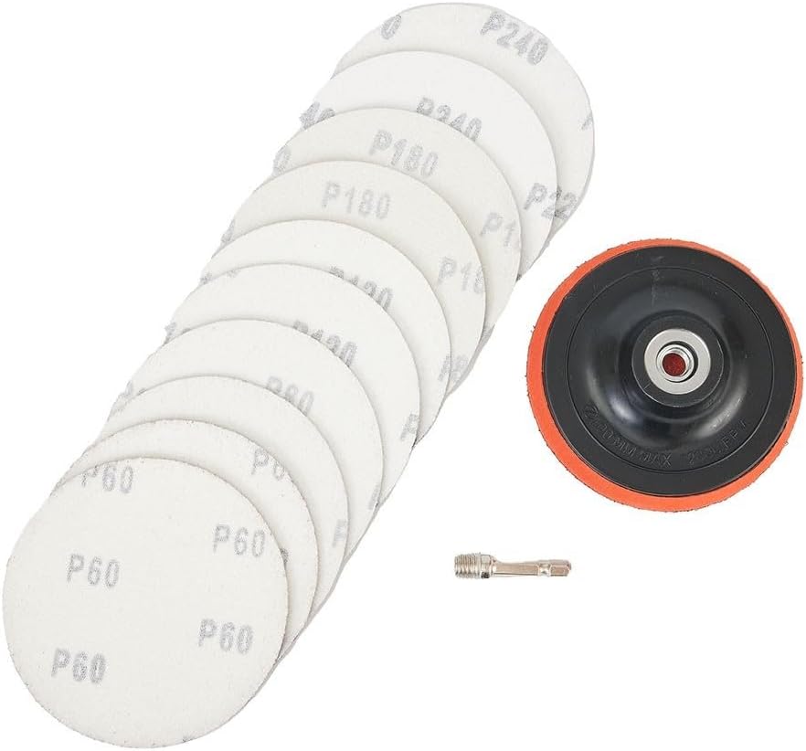 Sanding Disc Collection Pack Of Ten Aluminum Oxide Pads (100mm) With Backing Pad Compatible With Most Rotary Tools