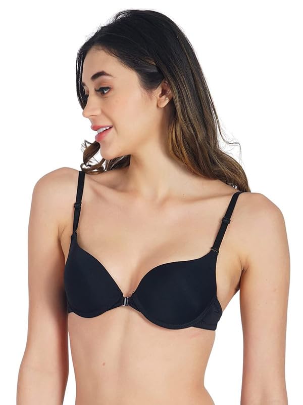 Image of Brachy Front Closure Push-Up Bra for Women, Padded Wired Seamless T-Shirt Bra, Multiway Strap Bra Invisible Fit