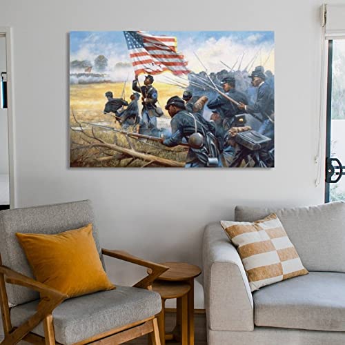 Vintage Buffalo Soldier Poster African American Wall Art Flag War Poster Canvas Art Poster Wall Art Picture Print Modern Family Bedroom Decor 20X30Inch(50X75Cm) Frame-Style #TOP5