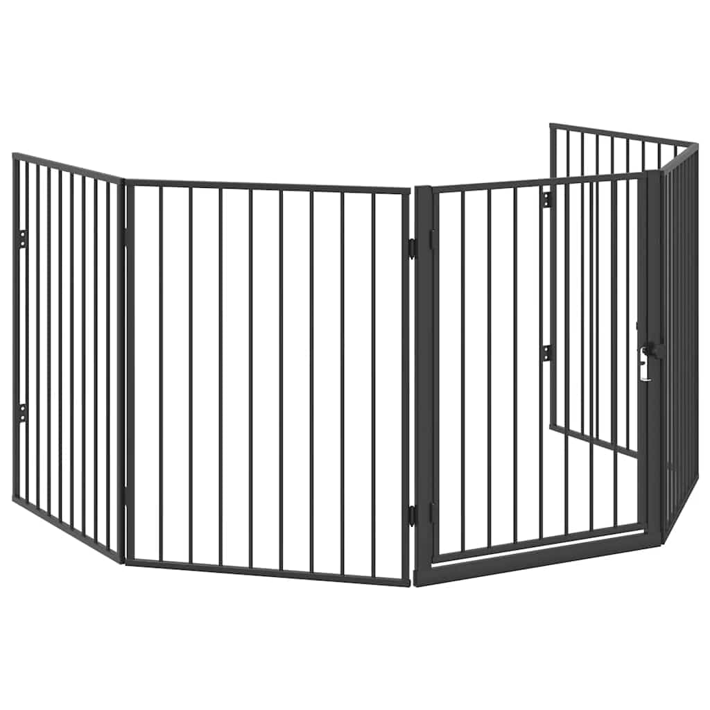 Griglia di protezione per camino, in acciaio, pieghevole, per camini, stufe e barbecue, per animali domestici, colore nero, 123 x 123 x 76 cm