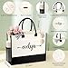 JTENGTOP Evelyn Tote Bag - Embroidery Name Canvas Tote, Bridesmaid & Bride Gifts for Wedding Day, Anniversary, Valentines & Birthday Gifts for Her - Black and White