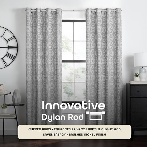 Image of Innovative Dylan Wrap Around Window Curtain Rod - 1 inch Rod Diameter Fits Windows Size 66 inch - 120 inch - Stainless Steel Heavy Duty Drapery Rods for Bedroom, Living Room, Kitchen & Bathroom