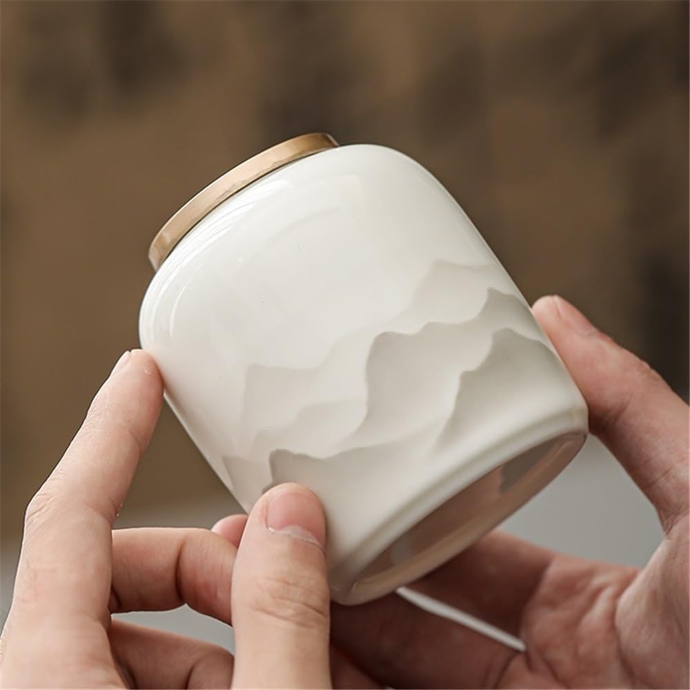 HLTYGWX Ceramiczny mały pojemnik z puszki na herbatę z zamkniętą pokrywką Słoik do przechowywania w gospodarstwie domowym na kawę, orzechy, zioła, przyprawy, cukier