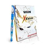 WIN X-Ten - Set di 10 penne blu per scrivere, penne per studenti, impugnatura comoda, punta da 0,6 mm, flusso di inchiostro liscio, penne a lunga durata, ideali per studenti, penne perfette per esami