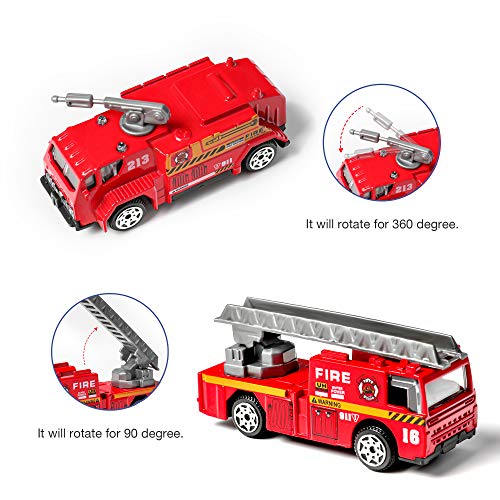 14 Pack Die-Cast Fire Truck Vehicles Sets,6 Pack Alloy Metal Fire Engine Models Car Toys And 8 Pack Firefighter, Mini Rescue Emergency Playset For Kids Boys Girls Birthday Christmas Party Favors #TOP2