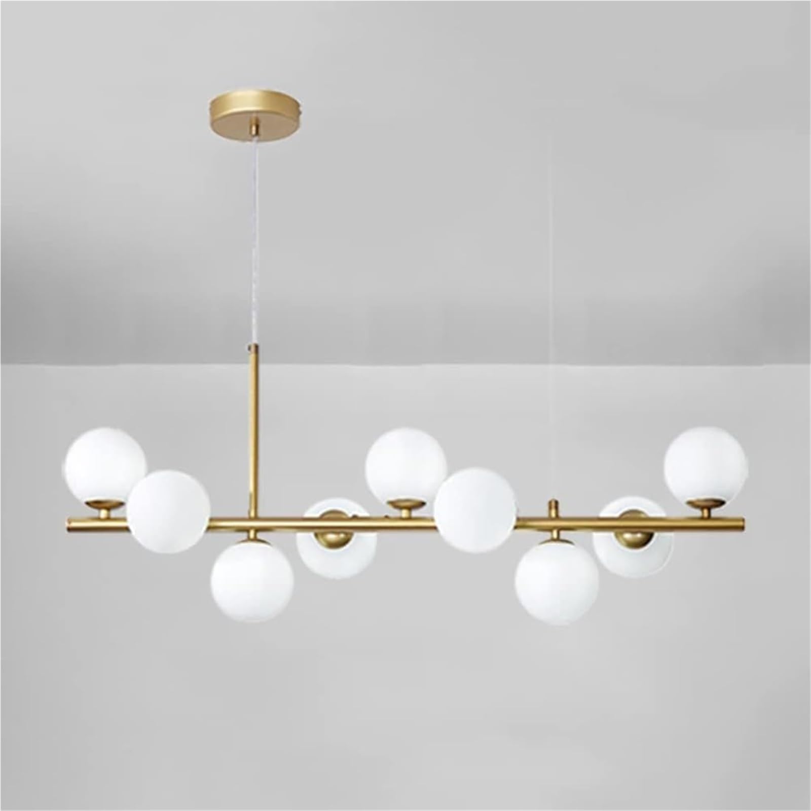 Suspension en verre 9 lumières anti-zones d'ombre pour grand salon et séjour