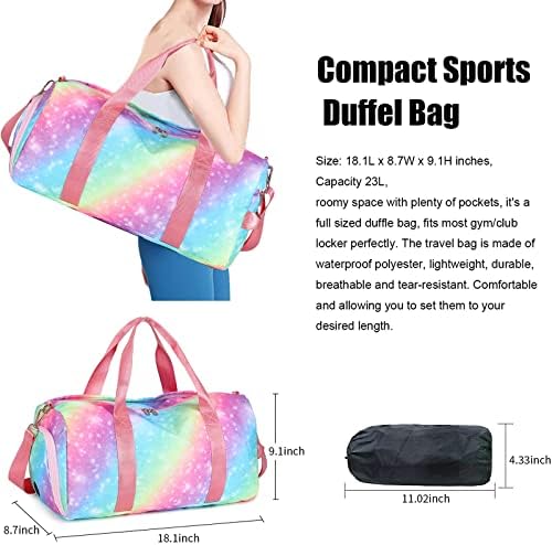 Sport Gym Duffle Travel Bag for Women Girls Overnight Weekender Duffel with Shoe Compartment, Wet Pocket (Rainbow -E) 8 Sport Gym Duffle Travel Bag for Women Girls Overnight Weekender Duffel with Shoe Compartment, Wet Pocket (Rainbow -E)