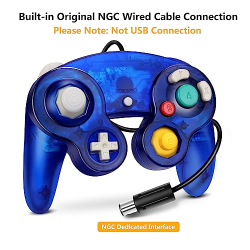 Image of FIOTOK Gamecube Controller, Classic Wired Controller for Wii Nintendo Gamecube (Clear Purple & Clear Green-2Pack)