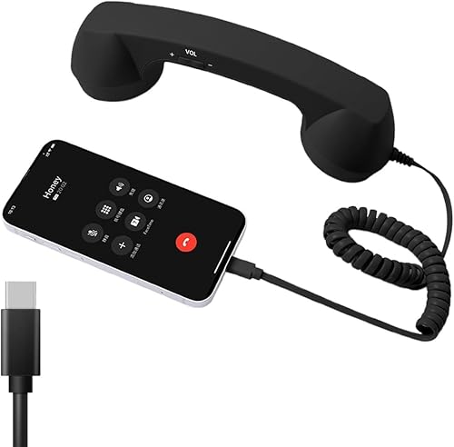 Auricular retro para iPhone y Android, receptor de teléfono celular con micrófono y altavoz, estilo de los años 90 para fotos, receptor de teléfono