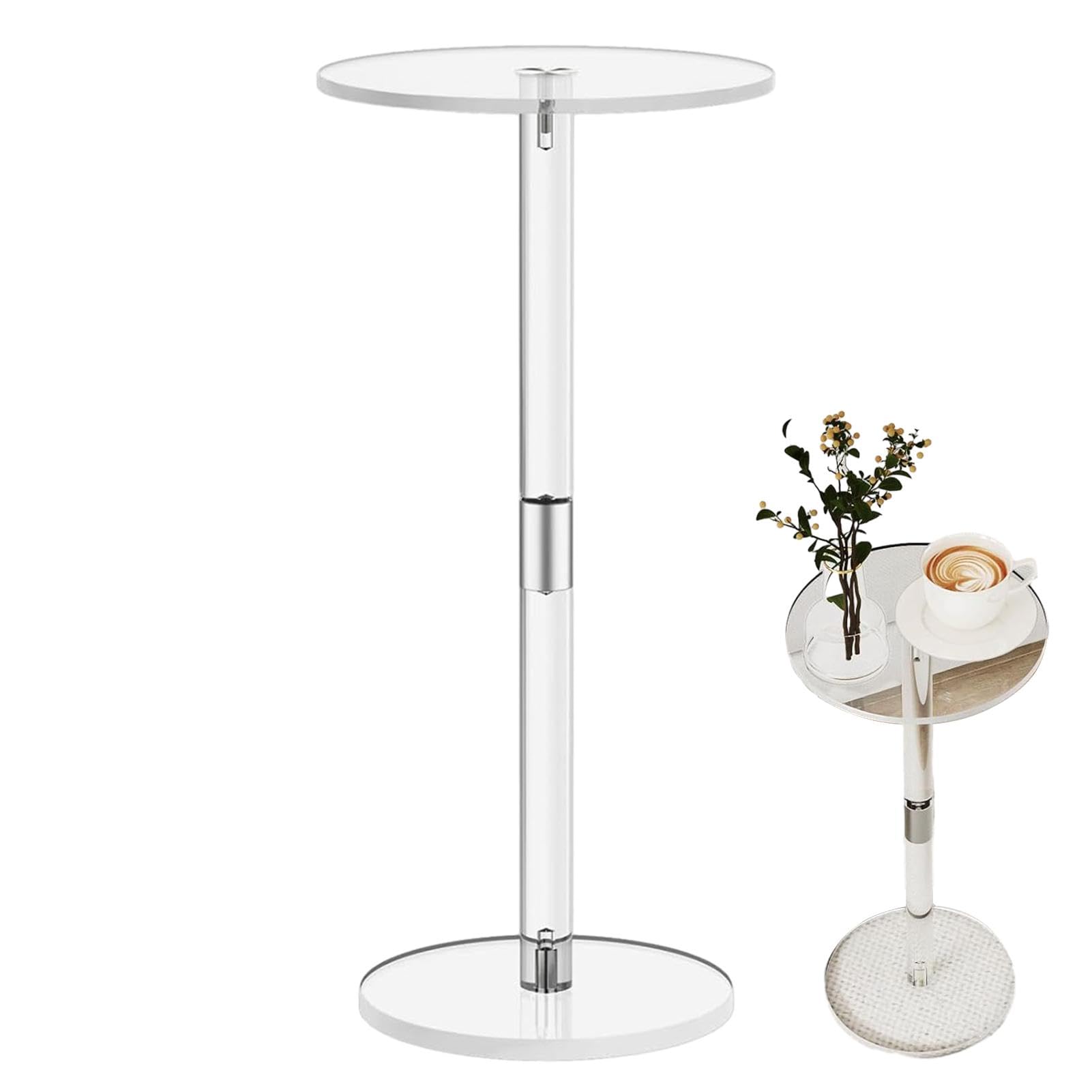 Mingchengheng Acrylic Side Table,Round Acrylic Drink Table,Transparent Acrylic Side Table, Small Clear Acrylic End Table, Room Side Table For Food Snack Coffee Phones Small Spaces