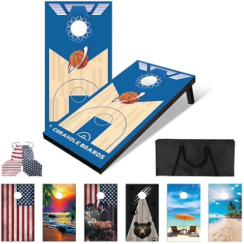 Cornhole Set 4x2 Regulation Size Corn Holes Sets with Carrying Bags 8 Bean Bags,Cornhole Boards Bean Toss Games for Beach Lawn Outside Backyard Games Cover