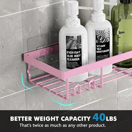 Image of Moforoco Shower Caddy Shelf Organizer Rack, Self Adhesive Black Bathroom Shelves Basket, Home Farmhouse Wall Inside Organization and Storage Decor Rv Accessories, First Camper Apartment Essentials