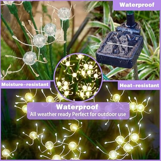 Solar Swaying Garden Lights ¨C Firefly Effect Outdoor LED Lights with Upgraded Solar Panel, Waterproof Pathway Lights for Yard & Holiday Decor (4pack)