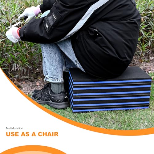 FOSHIO Foldable EVA Mat with Carrying Handles - Thick Kneeling Mat for Under Car, Garage, Picnicking, Gardening, Camping, Home Gym (Blue)