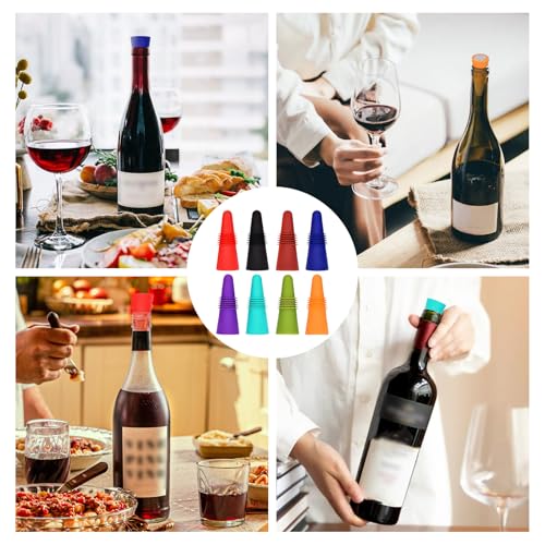 8 piezas Tapones para Vino de Silicona Alimentaria, Apón Universal para Botella, Boquillas Reutilizables con Sellado Hermético Accesorios Prácticos para Conservación y Servicio - imagen 6