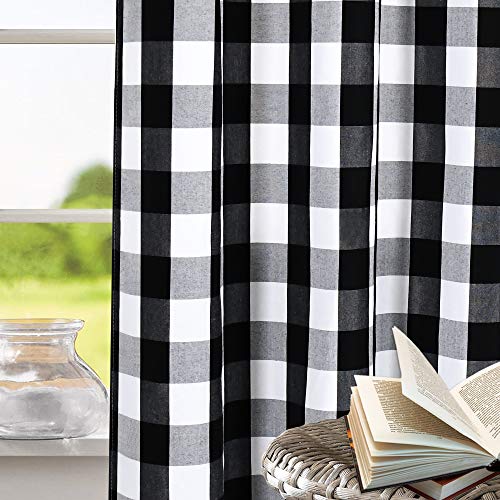 Black And White Buffalo Checker Plaid Curtains For Farmhouse Bedroom Gingham Light Filtering Window Drapes Grommet Curtains For Living Room Set Of 2 Panels Each Is 52Wx84L #TOP3